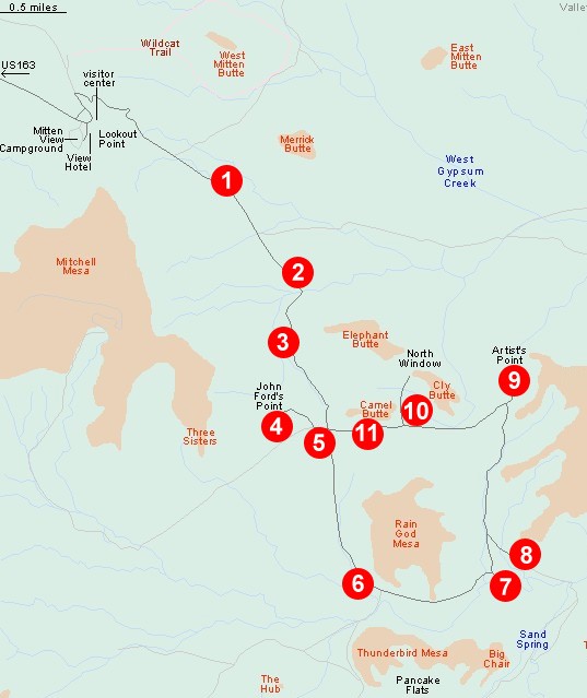 Mapa puntos visita Monument Valley